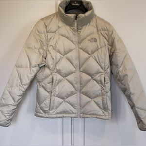 The North Face 550 Down filled jacket.  Very Warm, Crystal white.